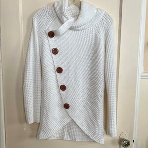 White Button-Up Women Sweater